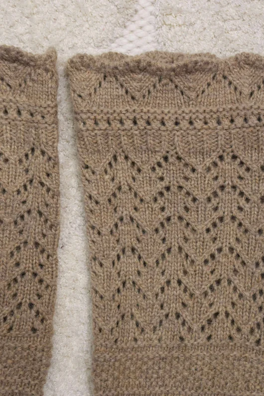 Pointelle Knit Slouch Socks Camel